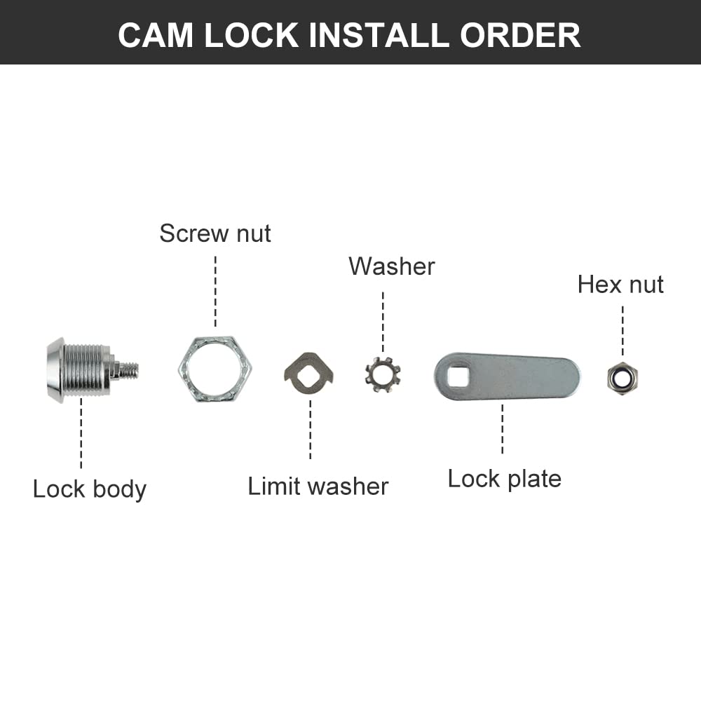 Thread Tubular Cam Lock 16mm Zinc Alloy Security Drawer Cam Cylinder Lock with 2 Keys for Door Mailbox Cabinet Cupboard Letterbox Silver