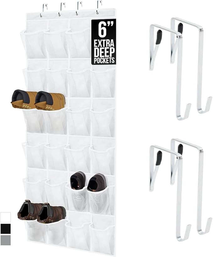 GORILLA GRIP Over the Door Shoe Organizer, 24 Extra Large Breathable Mesh