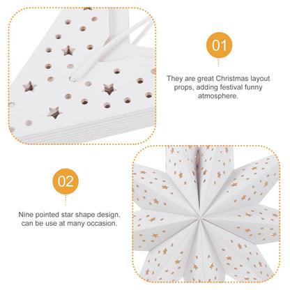 OSALADI 3Pcs Paper Star Lantern Lampshade 9 Pointed Star Hanging Decorations for Christmas New Year Wedding Party Holiday Birthday, 13.78 x 13.78 x 5.12 Inch