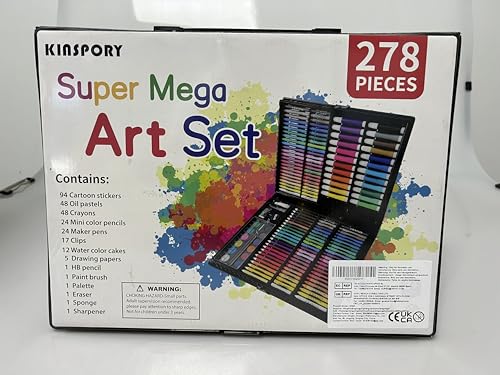 KINSPORY 278 PCS Art Set for Kids, Deluxe Coloring Drawing Art Supplies Case Gift for Teens Boys Girls 4 5 6 7 8 9 10 11 12