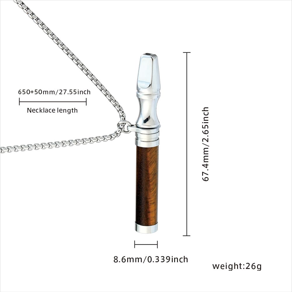 Anxiety Breathing Necklace Meditation Natural Crystal & Stone Breathe Necklace Stainless Steel Quit Vaping tools Mindfulness Pendant Stress Relief & Natural Calm (Green Crystal)