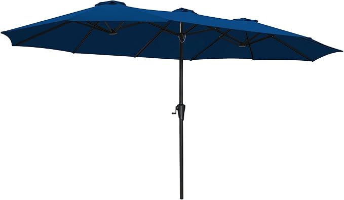 SUPERJARE 15FT Outdoor Umbrella for Patio, Double sided Pool Umbrellas with Fade Resistant Canopy, Large Table Umbrella for Deck, Market, Backyard - Navy Blue