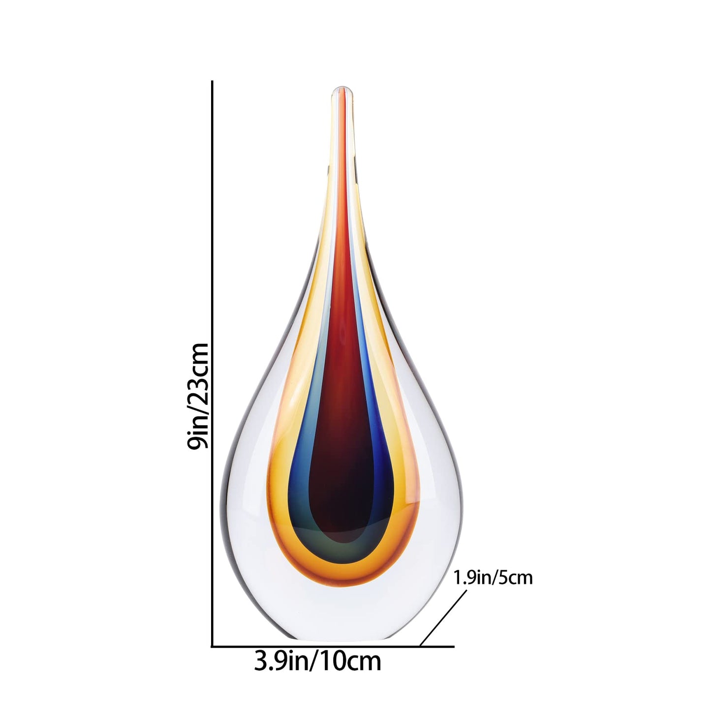 DOVDOV Blown Glass Sculpture, Collectible Stained Glass Art Statue, Unique Teardrop Ornament, Suitable for Office, Bookshelf, Dressing Table, Living Room Coffee Table, or Mantelpiece Display.