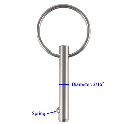 VTurboWay 2 Pack Small Quick Release Pin, Diameter 3/16", Usable Length 0.95", Full 316 Stainless Steel, Bimini Top Pin, Marine Hardware