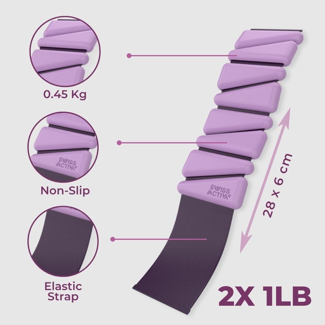 Swiss Activa+ 1lb wrist and ankle weights set of 2, leg weights for women, adjustable ankle weights, weighted wristbands, ankle weight, arm weights for women