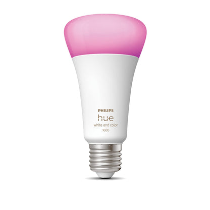 Philips Hue White and Colour Ambiance Smart Light Bulb 100W - 1600 Lumen [E27 Edison Screw] with Bluetooth. for Indoor Home Lighting, Livingroom, Bedroom. Works with Voice Control, Alexa.