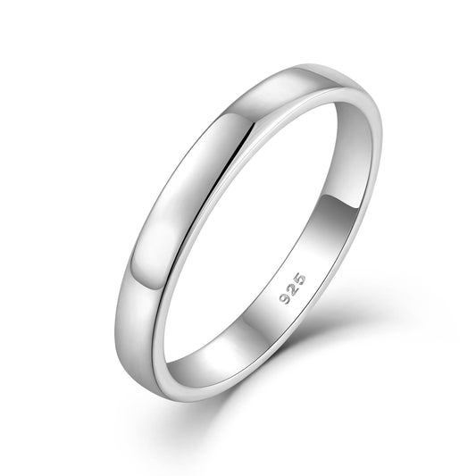 STARCHENIE Solid 925 Sterling Silver 3mm Wedding Band Ring, Comfort Fit High Polish, for Men and Women (Size 6)