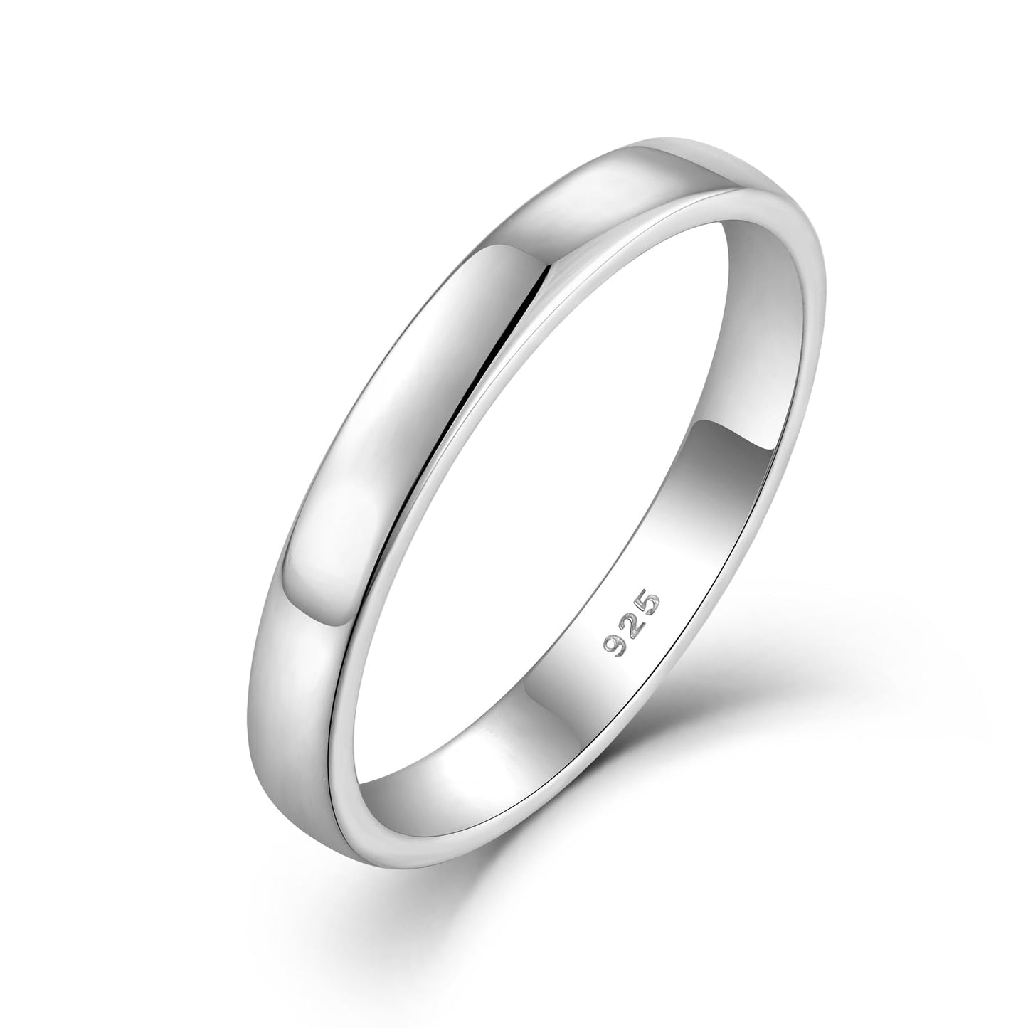 STARCHENIE Solid 925 Sterling Silver 3mm Wedding Band Ring, Comfort Fit High Polish, for Men and Women (Size 12)