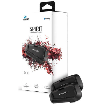 Cardo Systems Spirit Motorcycle Bluetooth Communication Headset, 2-Way Bluetooth, Thin 32mm Speakers, Waterproof, Universal Connectivity - Single Pack