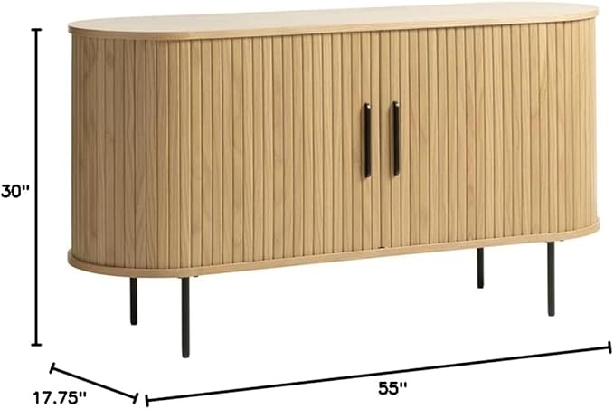 Unique Furniture Modern 2-Door Slideboad in Natural Oak