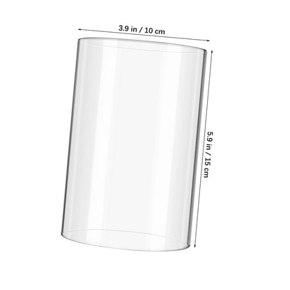 SAFIGLE Glass Candle Holder Windproof Shade 2Pcs Glass Cylinder Cover 10X15Cm Household Pillar Candle Cover for Indoor Outdoor Use