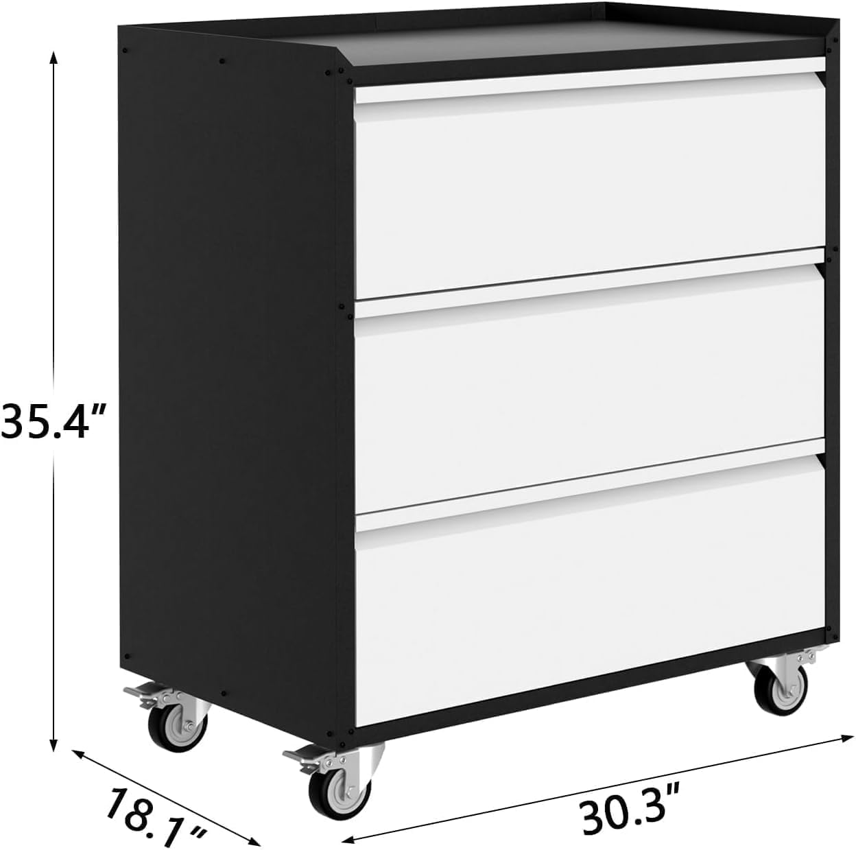 IDEALHOUSE Heavy Duty Rolling Tool Cabinet with 3 Drawers - Industrial Metal Storage Cart for Garage & Workshop Organization, Mobile Tool Chest (Gray)