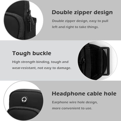 Phone Holder for Running, Universal Adjustable Arm Band Key Card Bag Fit Gym Jogging Hiking Exercise Walking Workout, Running Armband for Phone Under 7 Inch(Black)