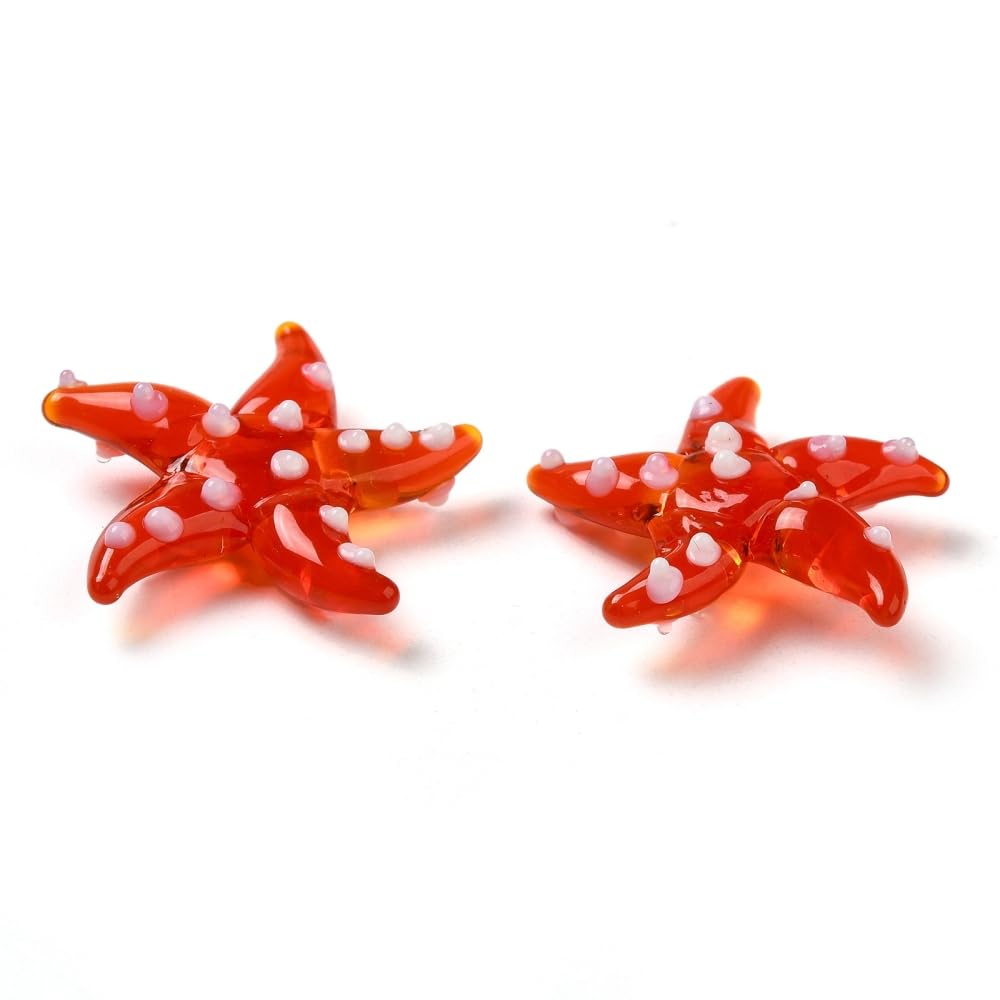DanLingJewelry 10Pcs Handmade Glass Starfish Figurines Crystal Sea Star Summer Beach Themed Animals Ornaments for Home Office Table Decor