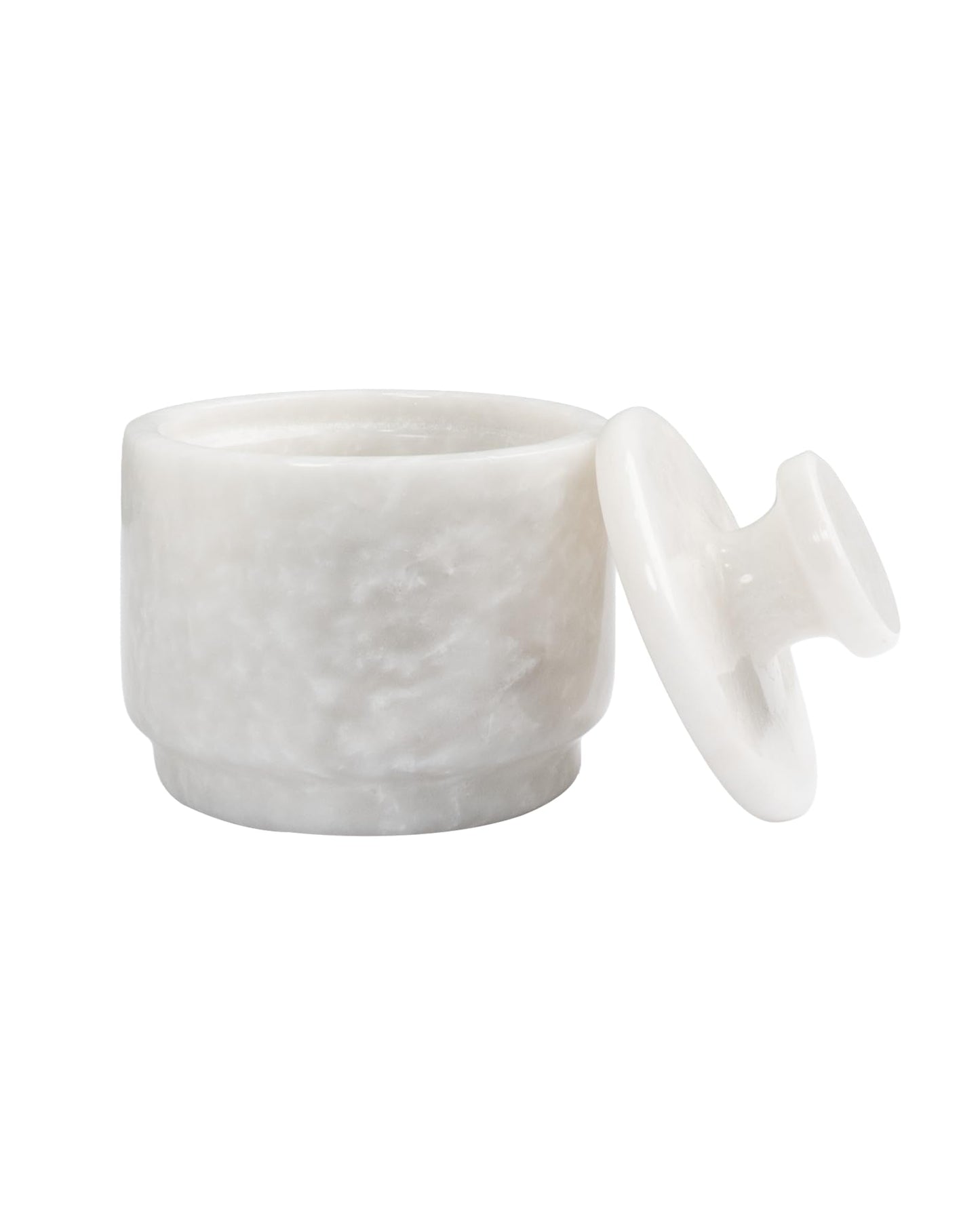 UrbanFocal Natural Marble Salt Cellar With Lid - Stone Salt Container And Stone Salt Holder, Spice Jars for Counter, Candy Jar & Spice Jar, White