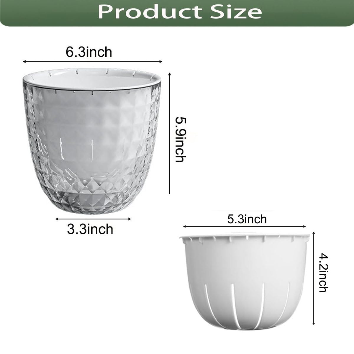 XKYQSY 2 Pack 6 inch Self Watering Pots Planters for Indoor Plants, African Violets Pots with Wick Rope, Modern Plastic Nursery Pots for All House Plants,Flowers Succulents,Herbs,Cactus,Orchids