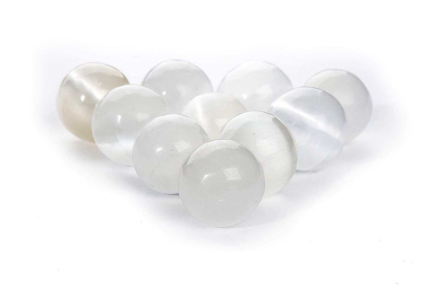 JIC Gem 4cm Selenite Sphere Ball Healing Crystal Energy Home Decor Set of 10 Art Decoration and Metaphysical Healing Mineral Balanc