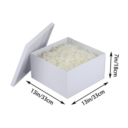 UoeRing 1Pcs White Extra Large gift box with lids 13×13×7 Inches gift boxes for presents,Birthday Box (include Ribbon, Paper Shred Filler Gift Card & Envelopes)