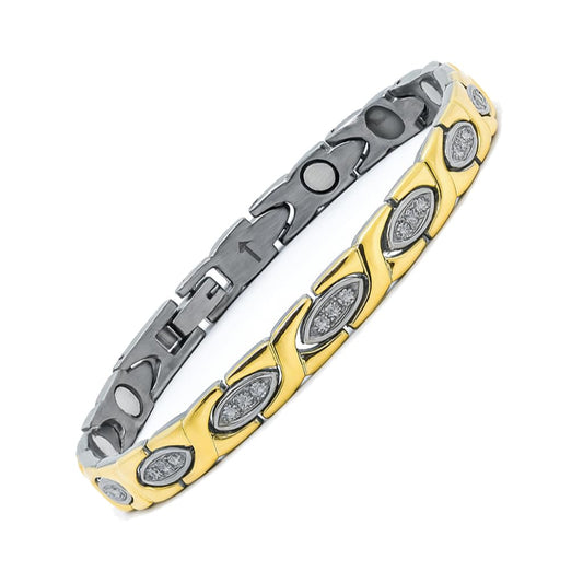 38 Elegant Titanium Magnetic Bracelet for Women Germanium and Magnetic Functions with Free Link Removal Tool Christmas gift (S&G With Zircon)
