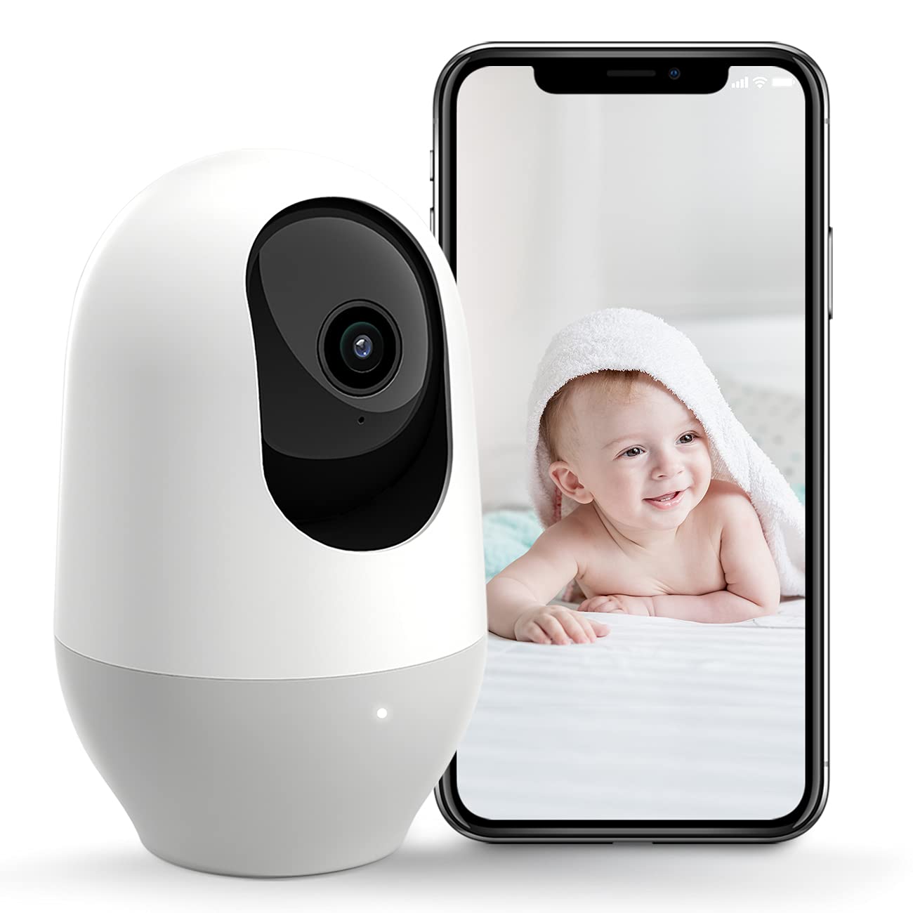 nooie Baby Monitor WiFi Baby Monitor with Camera 360-degree Baby Camera with 2K Night Vision Video Baby Monitor Camera, AI Motion Tracking Sounds and Motion Detection, Works with Alexa, SD Card/Cloud