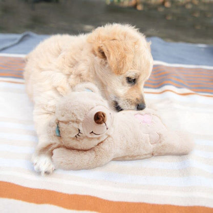pet prime Snuggle Bear - Pet Plush Toy Heartbeat Plush Bear Kitty Toy Dog Comfort Toy