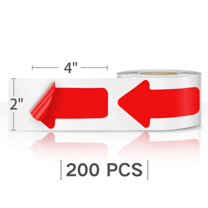 EVQ Arrow Floor Sign Tape 2" x 4" Marking Sticker 200 PCS Decal Tape Red