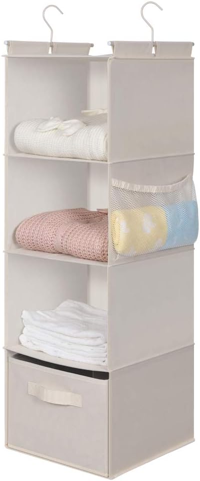 MAX Houser 4-Shelf Hanging Closet Organizer, Space Saver, Cloth Hanging Shelves