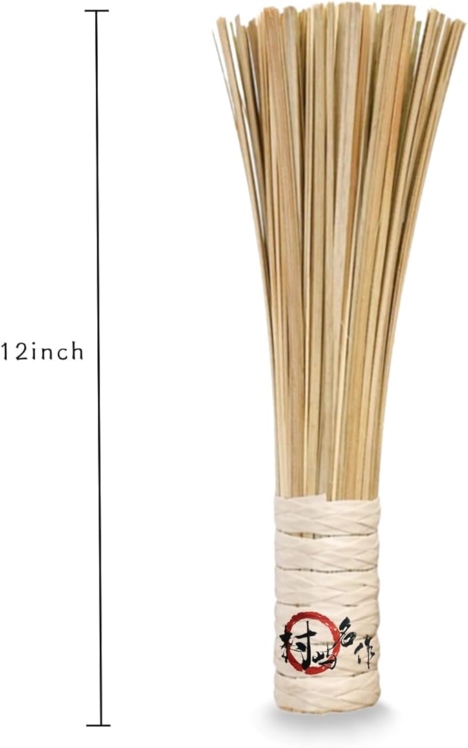 12-Inch Bamboo Wok Brush, Flat Brush, Kitchen Cleaning Brushes