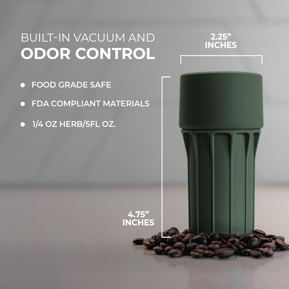 Staze Air Tight Smell Proof Container (148ml) - Vacuum Seal Jar, Waterproof Food Storage Canister, Compact & Travel-Friendly Storage Jar | Odor Resistant Jar for Coffee, Spice & Gummies - (MARSH)