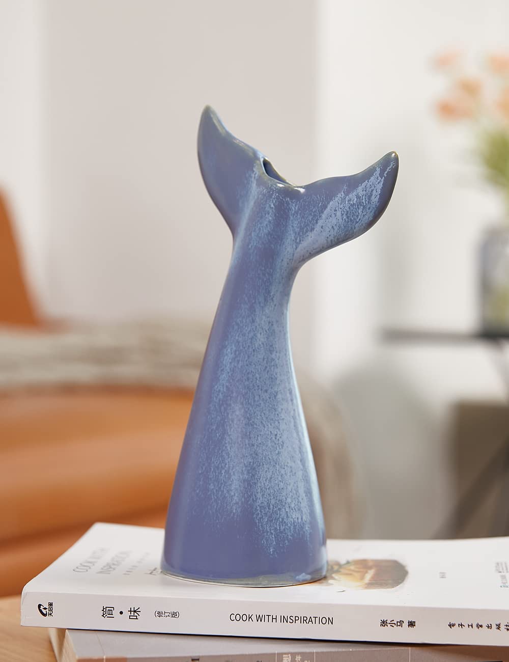 SEINHIJO Ceramic Flower Vase Modern Decor Sculpture Ocean Figurine Statue Table Centerpiece Art for Home Office Gift 8.3 Inch
