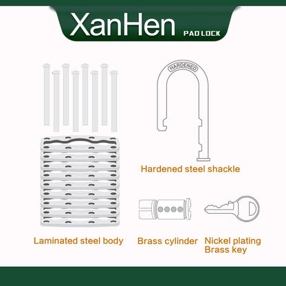 Lock Outdoor Padlocks, Key Lock, Padlocks with Same Key - Laminated Steel Keyed Padlocks with Long Shackle, 6 Pack, for Hasp Latch, Sheds, Fences, Storage Locker, School, Gym