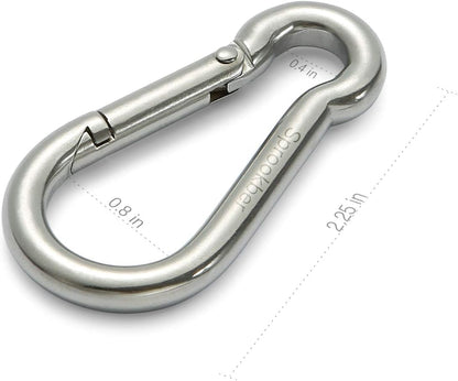 sprookber Stainless Steel Spring Snap Hook Carabiner - 304 Stainless Steel Caribeener Clips, Set of 6