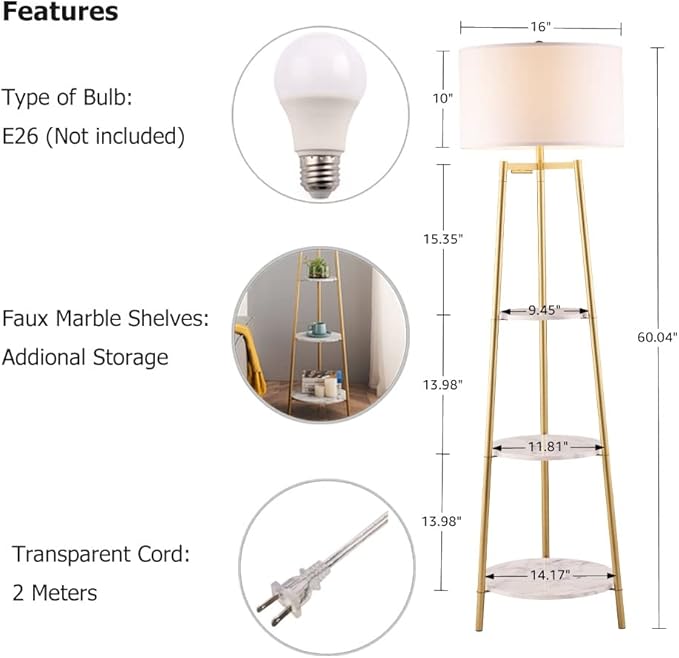 ROSEN GARDEN Floor Lamp, Standing Reading Light