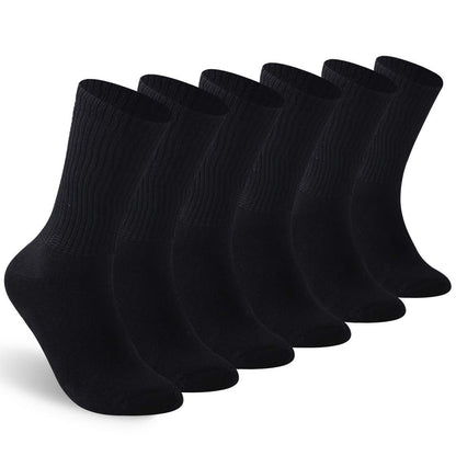 6 Pack Women Cotton Diabetic Non Elastic Loose Socks Gentle Grip Wide Top Ladies Diabetic Socks for Poor Circulation Non-Binding Seamless Soft Top Socks Hosiery Size 4-7 (Black - 6 Pairs)