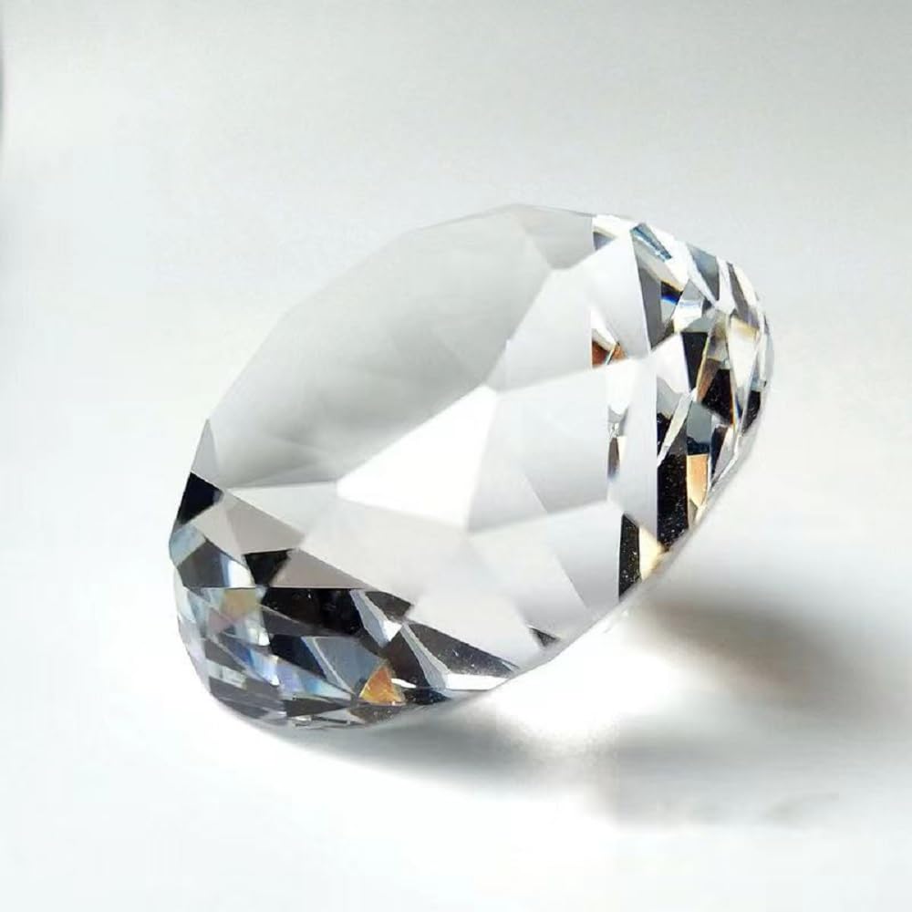 Yiasangly 60mm Crystal Glass Diamond Shaped Decoration, Crystal Diamond Paperweight Jewelry for Home Office Decor, Wedding Centerpieces Decoration, Valentine's Day Gift - Clear
