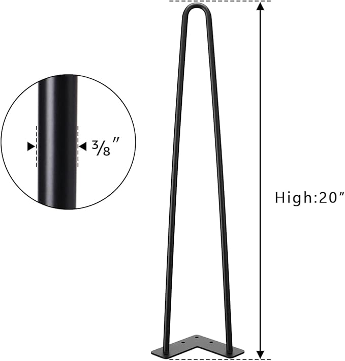 SMARTSTANDARD 20 Inch Heavy Duty Hairpin Furniture Legs, Metal Home DIY Projects