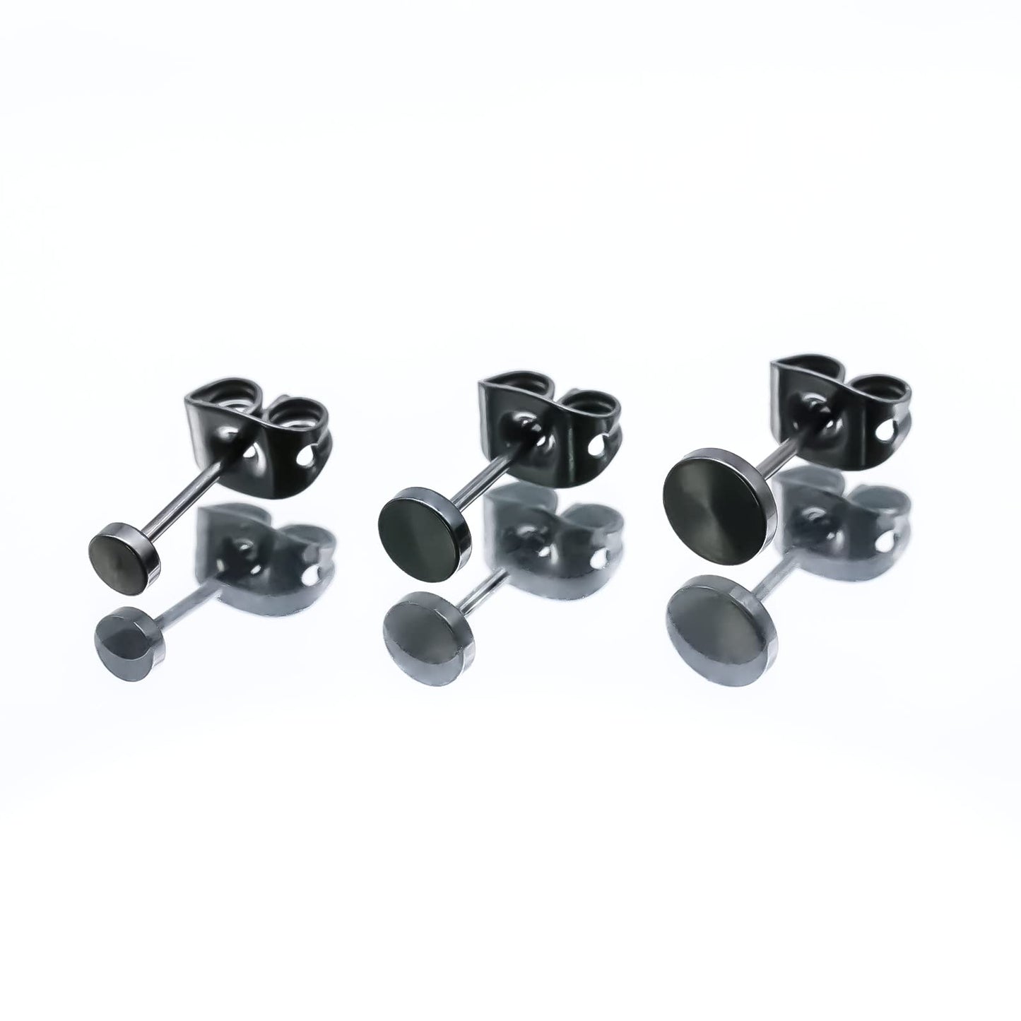 Artskin Titanium Flat Dot Stud Earrings for Women Men Girls Hypoallergenic Nickel Free Earrings 5mm Black Round Disc Earrings for Sensitive Ears (5mm, Black)