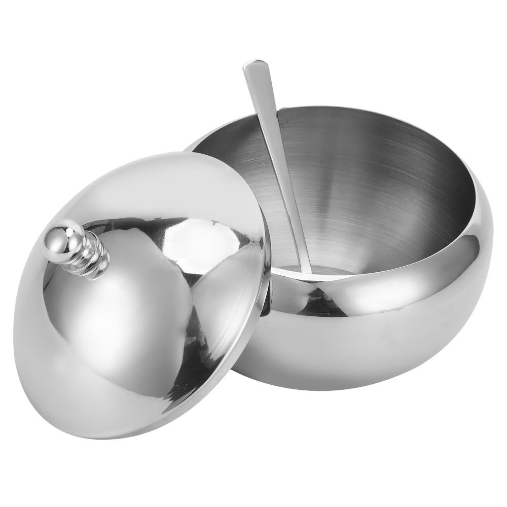 Anu Limen with Lid and Spoon – 304 Stainless Steel Spice Container for Kitchen Countertop, 460ml/560ml Seasoning Jar for Home Restaurants and Coffee Shops(L)