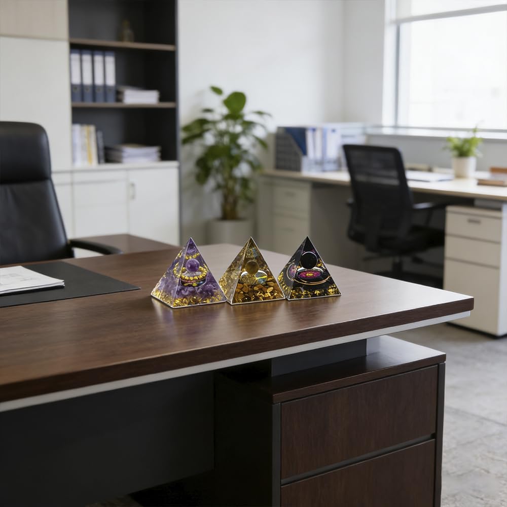 2inches Pyramid Decor Natural Crystal Energy Generator Pyramid Chakra Energy Crystal Pyramid Yoga Meditation Tool for Home Decoration Fengshui Ornaments Gift(2 inches-7 PCS)