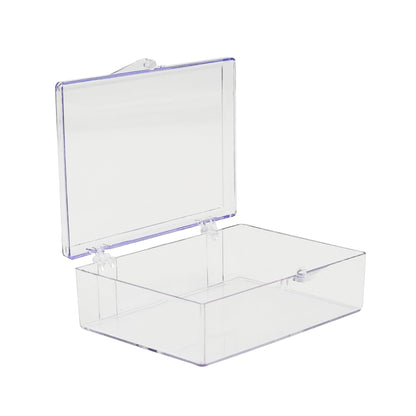 10-Pack Clear Hinged Plastic Containers, Keepsake Storage Boxes, 3 1/2" L x 2 9/16" W x 1" H, Made in USA, Plastic Display Case or Small Box for Storage and Organization
