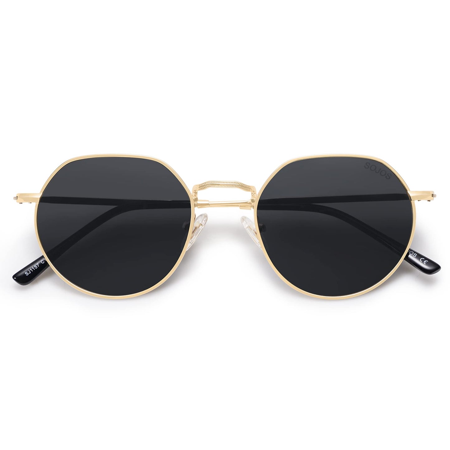 SOJOS Round Polygon Polarized Sunglasses for Women Men Retro Classic Vintage Panto Shades SJ1157