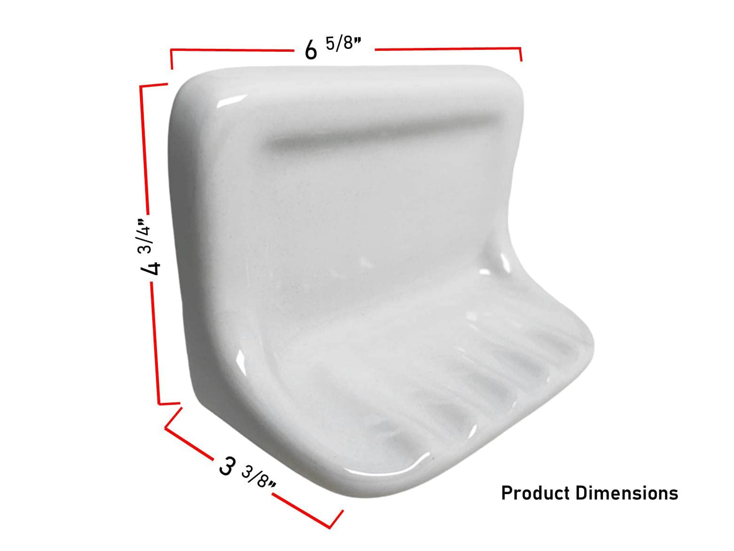 Tenedos White Glazed Ceramic Soap Dish Holder for Bathroom Wall – Bathroom Accessory Kit, Not for Flat Surface Installation, Mount with Tile Adhesion
