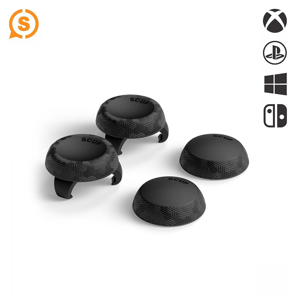 SCUF Control Thumbstick Grips - 4 Pack with 2 Bases - Tactic - Joystick Thumb Grips For Xbox One and Xbox Series X & S, PS4, PS5, Nintendo Switch Pro Controller - Black