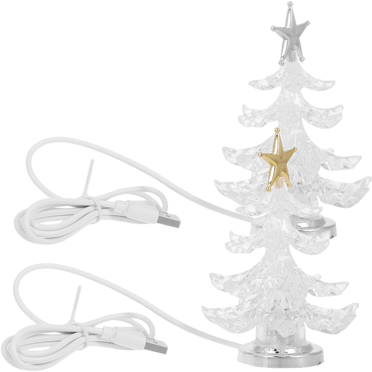 Gatuida 2pcs USB Night Light, RGB Led Glowing Christmas Tree Table Lamp, Acrylic Decorative Bedside Lamp for Home Decor, 4. 33 Inch