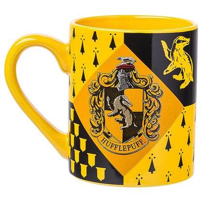 Silver Buffalo Harry Potter Hufflepuff House Crest Ceramic Mug, 14 Ounces
