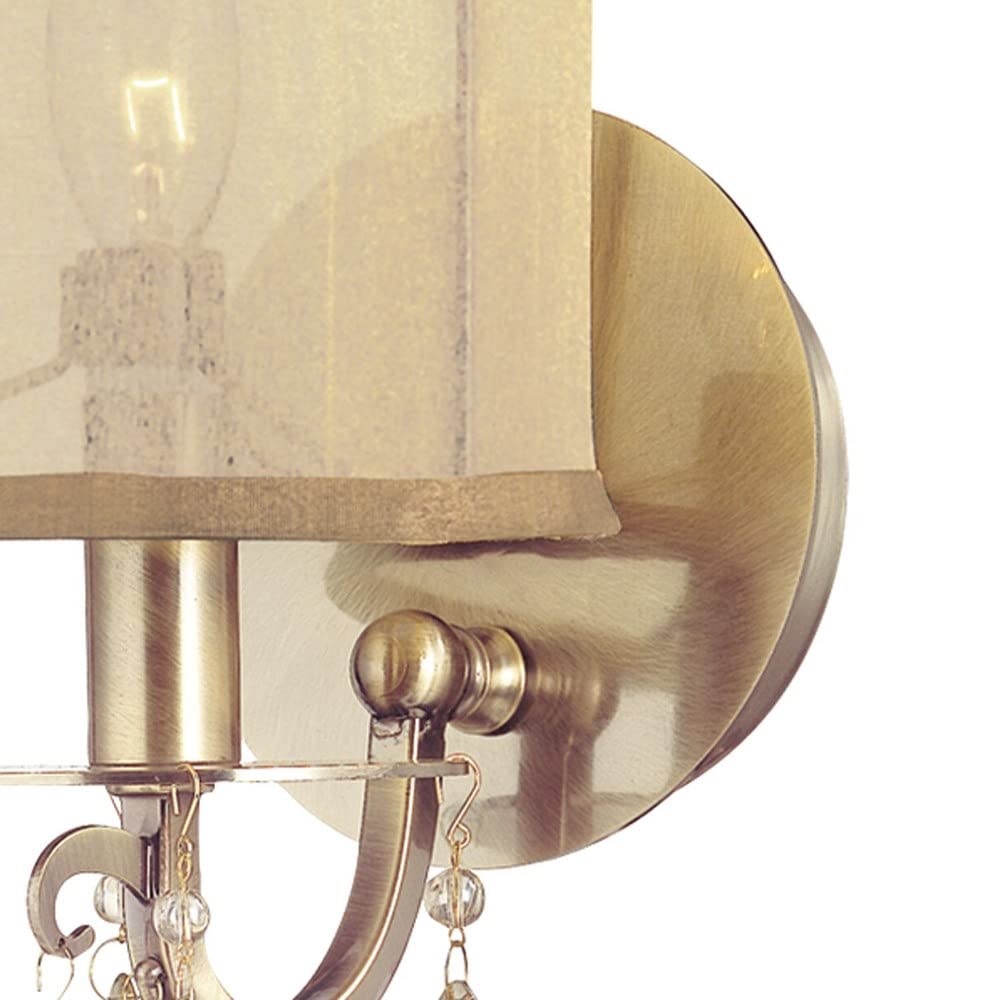 Crystorama 5621-AB Crystal Accents One Light Sconces from Hampton collection in Brass-Antiquefinish, 7.50 inches