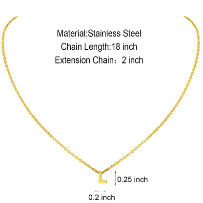 MOMOL Tiny Initial Necklace 18K Gold Plated Small Letter L Necklace Personalized Name Necklace for Women