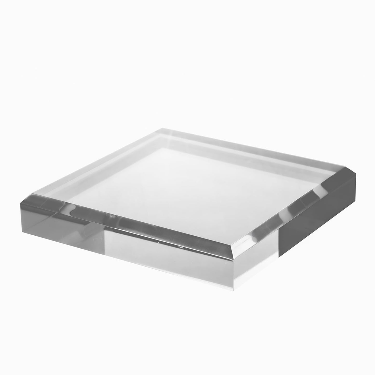 CiaoHER 1in Thickness Beveled Acrylic Square Display Block Clear Polished Pedestal Stand Riser (6x6, 1pack)