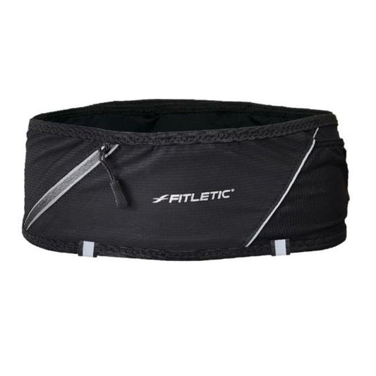 Fitletic 360 Plus Running Belt – Step-In Waist Pack – Fits iPhone 17 Pro Max & Galaxy S26 Series – Built-in Trekking Pole & Race Bib Holder – Trail, Hiking & Marathon Hydration – Black