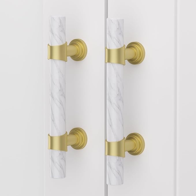 Rergy Cabinet Handles Marble Drawer Pulls and Knobs, T-Bar Hardware